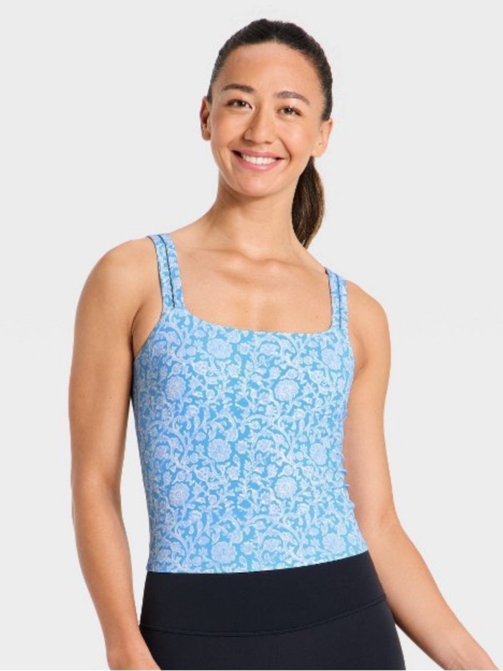NWT All in Motion Everyday Soft Ladder Trim Floral Print Tank Top